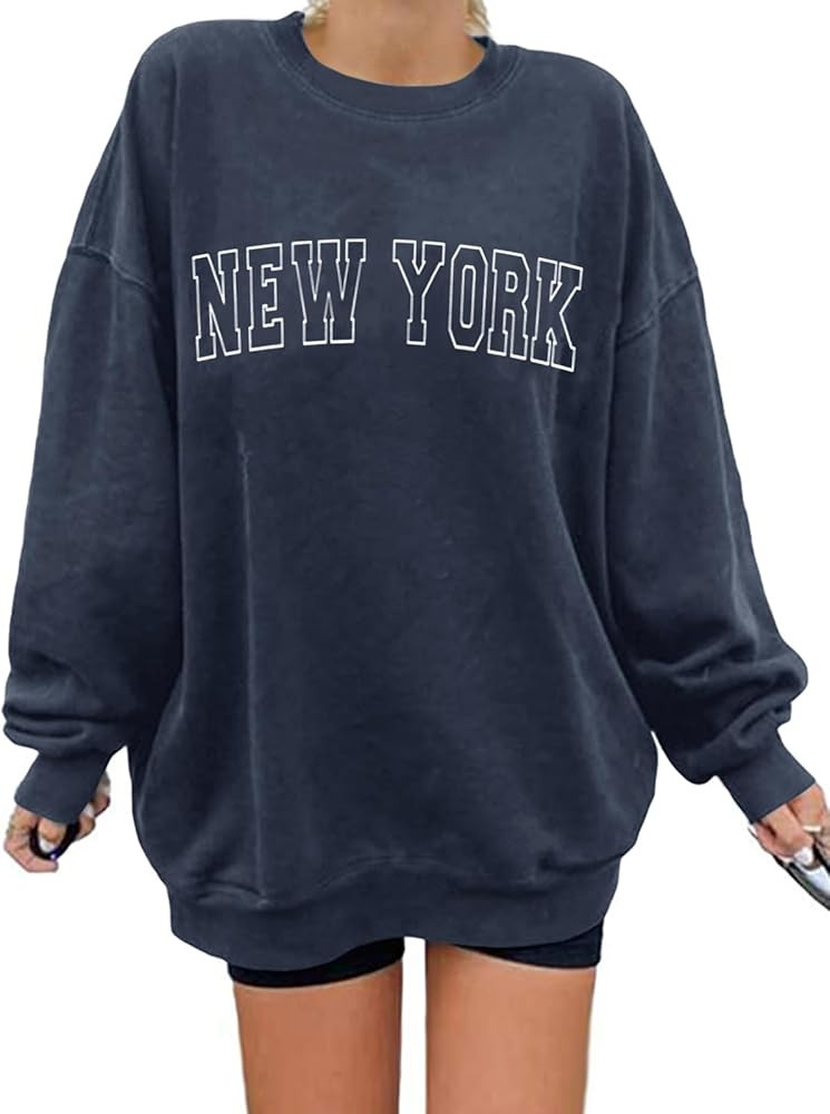 Langwyqu Women's Oversized Sweatshirt Los Angeles California Crewneck Long Sleeve Casual Loose Pu... | Amazon (US)