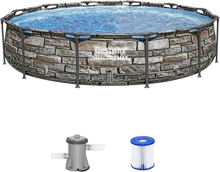 Bestway Steel Pro MAX 12' x 30" Above Ground Pool, Round Metal Frame Outdoor Swimming Pool Set wi... | Amazon (US)