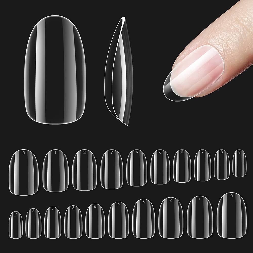 Beetles Gel Nail Kit Soft Gel Nail Tips 500Pcs Pre shaped Short Oval Almond Clear Press on Nail T... | Amazon (US)