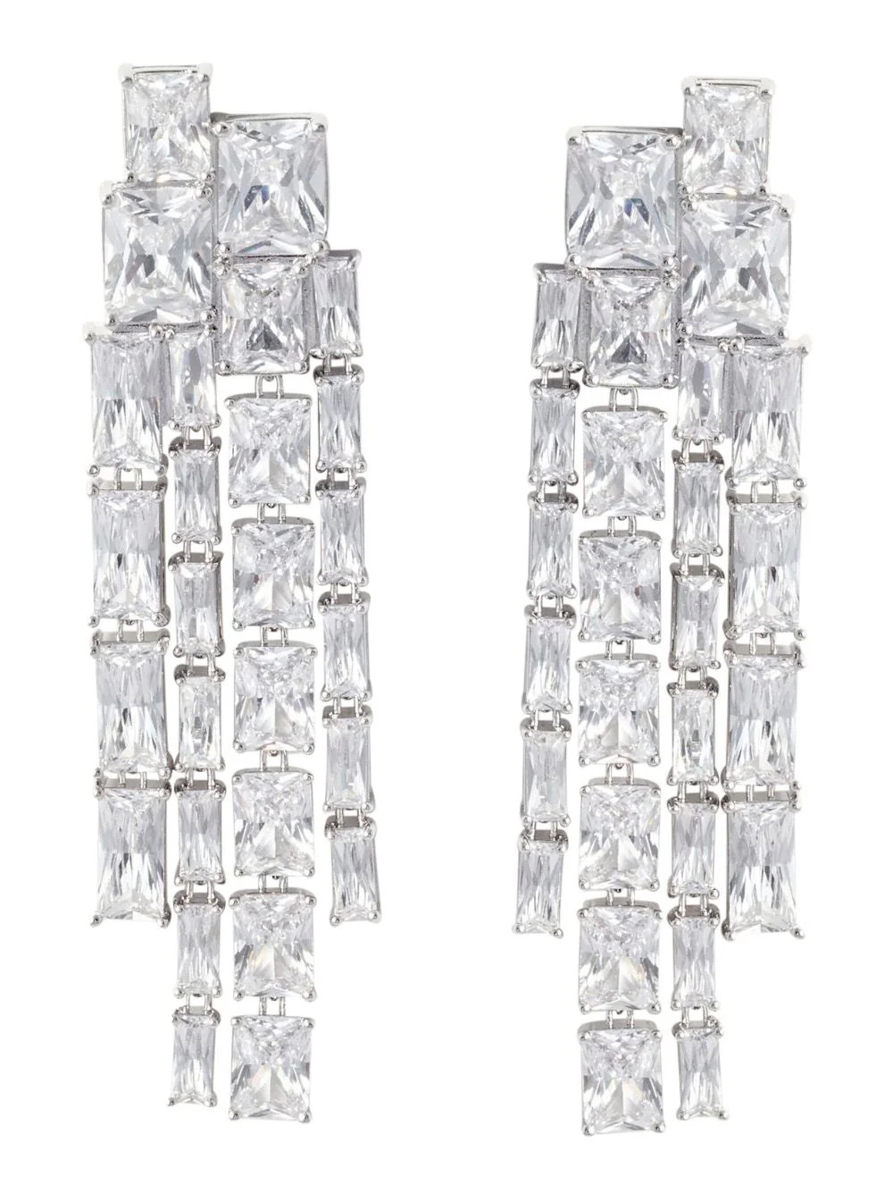Self-Portrait Square Crystal Drop Earrings | Cettire Global