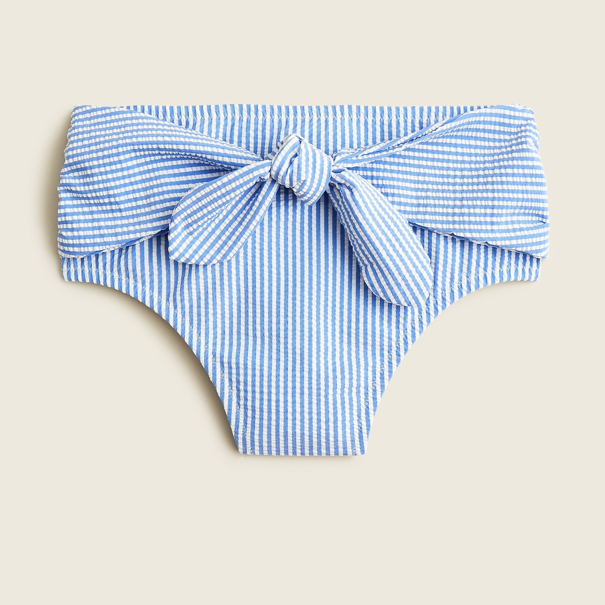 High-cut tie-waist bikini bottom in classic seersucker | J. Crew US
