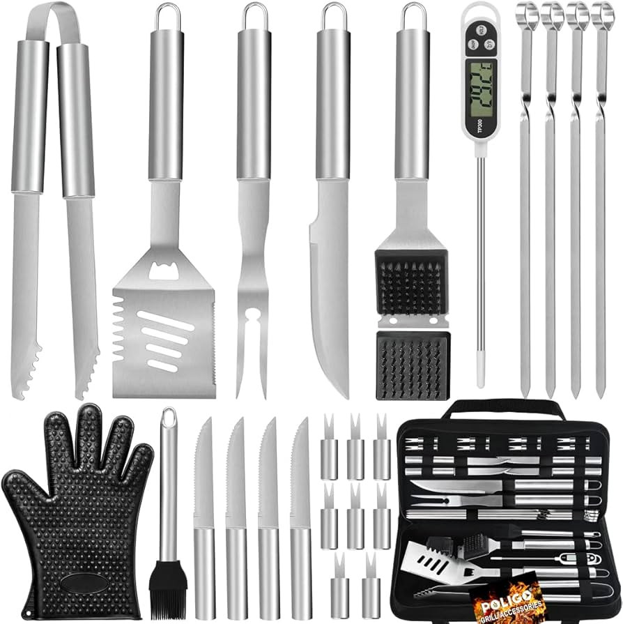 POLIGO 26PCS BBQ Accessories for Outdoor Grill Utensils Set Stainless Steel BBQ Tools Grilling To... | Amazon (US)