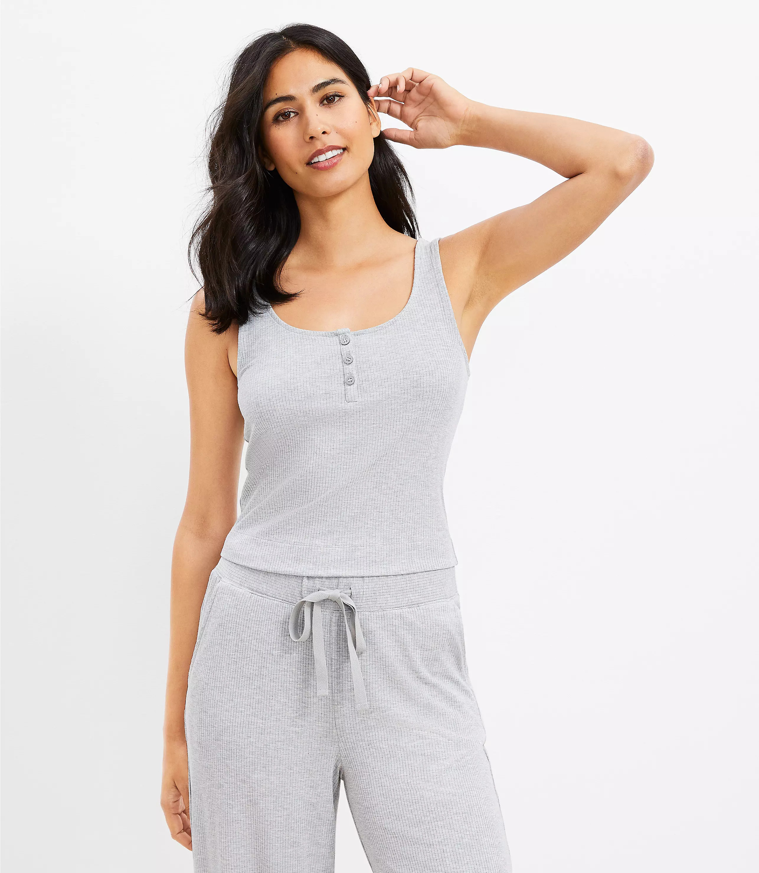 Lou & Grey Ribbed Henley Tank Top | LOFT
