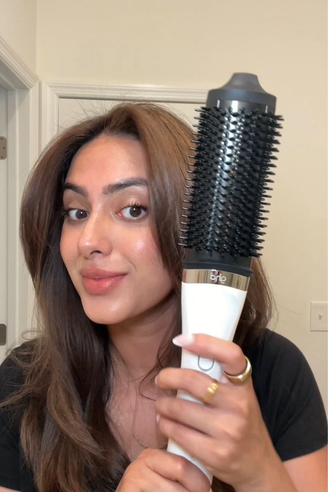 Is it worth the splurge? Read my final thoughts 👇🏽 

I was unsure what to expect from the new GHD duet blowdry, it really did surprise me more than I expected. I was able to finish a full wet to dry look in 25 min, that is a huge timesaver for me when it normally takes me about a with a hair dryer and round brush. 

The Duet brings upon new innovative technology that protects your hair while giving it a professional level finish, the proof is in the pudding. I loved how voluminous, bouncy, and frizz free my hair looked! 

Maintenance the Duet took me less than 30 seconds which is great for a busy mom like me, I also didn’t notice a lot of hair in the brush, which is a massive win!

The cons- if I may, the temperature is controlled by the device so aside from the on/off button there’s no way to lower the heat. At times I felt the heat was too much but with thick hair like mine, it’s needed. So keep that in mind if you have finer hair. 

Do I think this is a must have tool for your hair arsenal? YES! If you don’t own a hair styling system but you want something to get in and get the job done right, the GHD Duet Blowdry is the perfect addition to your routine. If you already own a styling system, you will achieve very similar results- it may just take a few min more. 

What do you think- is this GHD Duet Blowdry worth the splurge? 

#ghd #ghdhair #blowdry #hairtutorial