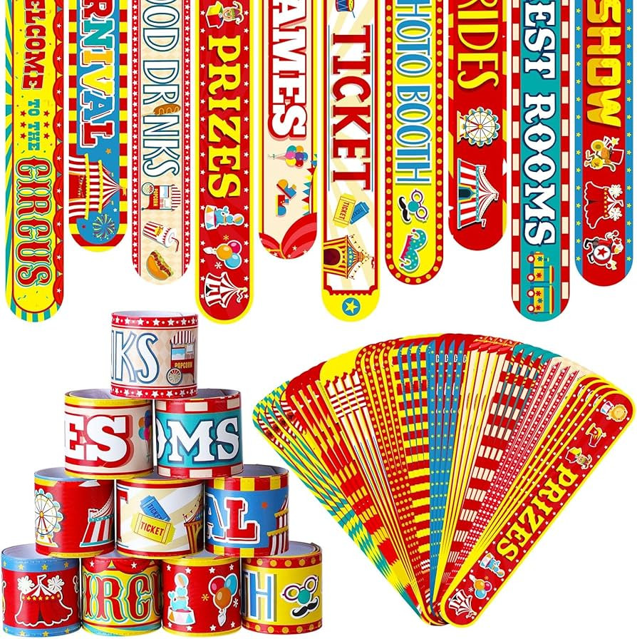 Junkin 40 Pieces Carnival Party Decorations Carnival Slap Bracelets for Kids Carnival Animals Wri... | Amazon (US)