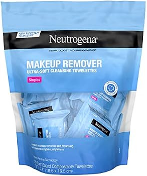 Neutrogena Makeup Remover Facial Cleansing Towelette Singles, Daily Face Wipes Remove Dirt, Oil, ... | Amazon (US)