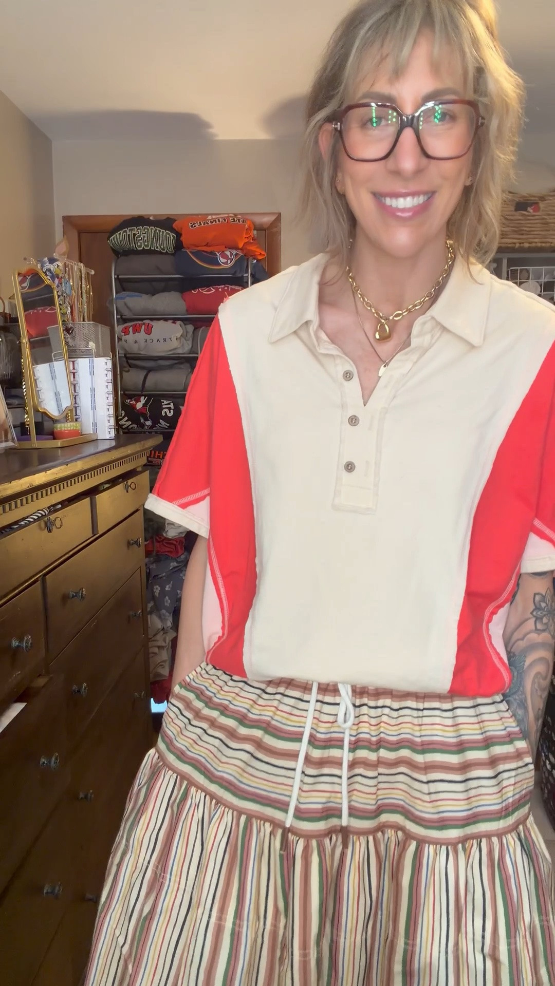 banana republic has officially become a problem and i am not sorry about it

grabbed this 100% cotton poplin striped drop waist mini in a medium tall and i cannot stop talking about it. i'm 6'3" with a 36" inseam, about to hit 40, and this skirt just gets tall rectangle bodies in a way that feels rare. the drawstring waist means you choose your own adventure — cinch it up high for definition or let it sit low and lean into the drop waist drama. it's got pockets (obviously non-negotiable), it's floaty without being shapeless, and it gives volume on the bottom exactly where i want it.

the sale price is what pushed me over the edge, not that i needed much pushing. we all know i can't stop.

comment SHOP and i'll drop the link to this skirt plus everything else i'm currently obsessed with from banana republic right now.

tall girls — are you a drawstring-high or drawstring-low person? no wrong answer but i need to know where you land.

#talltravelstyle #bananarepublicstyle #tallgirlfashion #dropwaistskirt #tallwomenstyle

#LTKTall #LTKPlusSize #LTKSaleAlert
