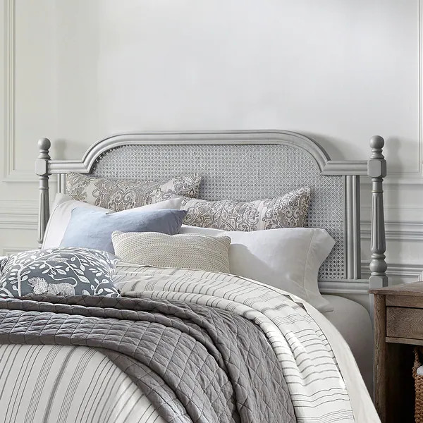 Hillsdale Furniture Melanie Wood and CaneHeadboard without Frame, French Gray | Bed Bath & Beyond