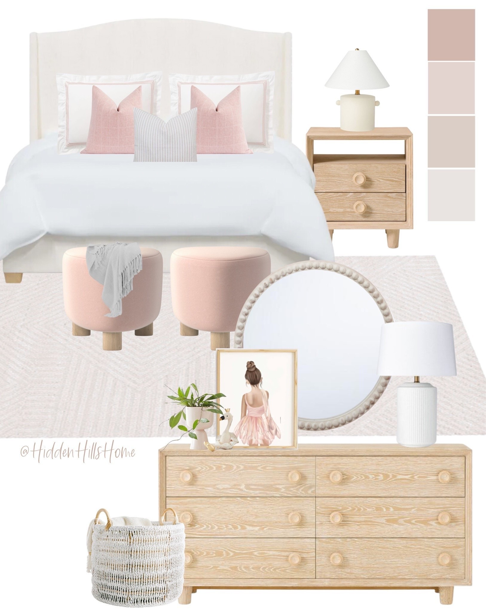 Teen girls bedroom decor, girls bedroom decor ideas, girls room mood board, pink and white girls room inspiration, girls room ideas #girlsbedroom

#LTKHome #LTKSaleAlert #LTKKids