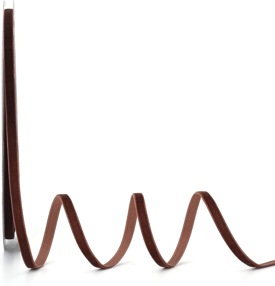 Ewaymado Coffee Velvet Ribbon 1/4 Inch x 20Yd,Great for Gift Wrapping,Hair Bows,Christmas,Wedding... | Amazon (US)