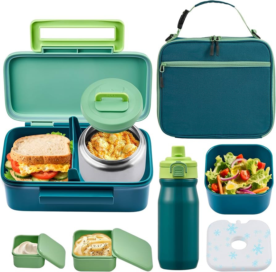 PIQUEBAR Kids Lunch Box with 8oz Thermo, Leakproof Bento Box with Insulated Bag, Kids Insulated W... | Amazon (US)