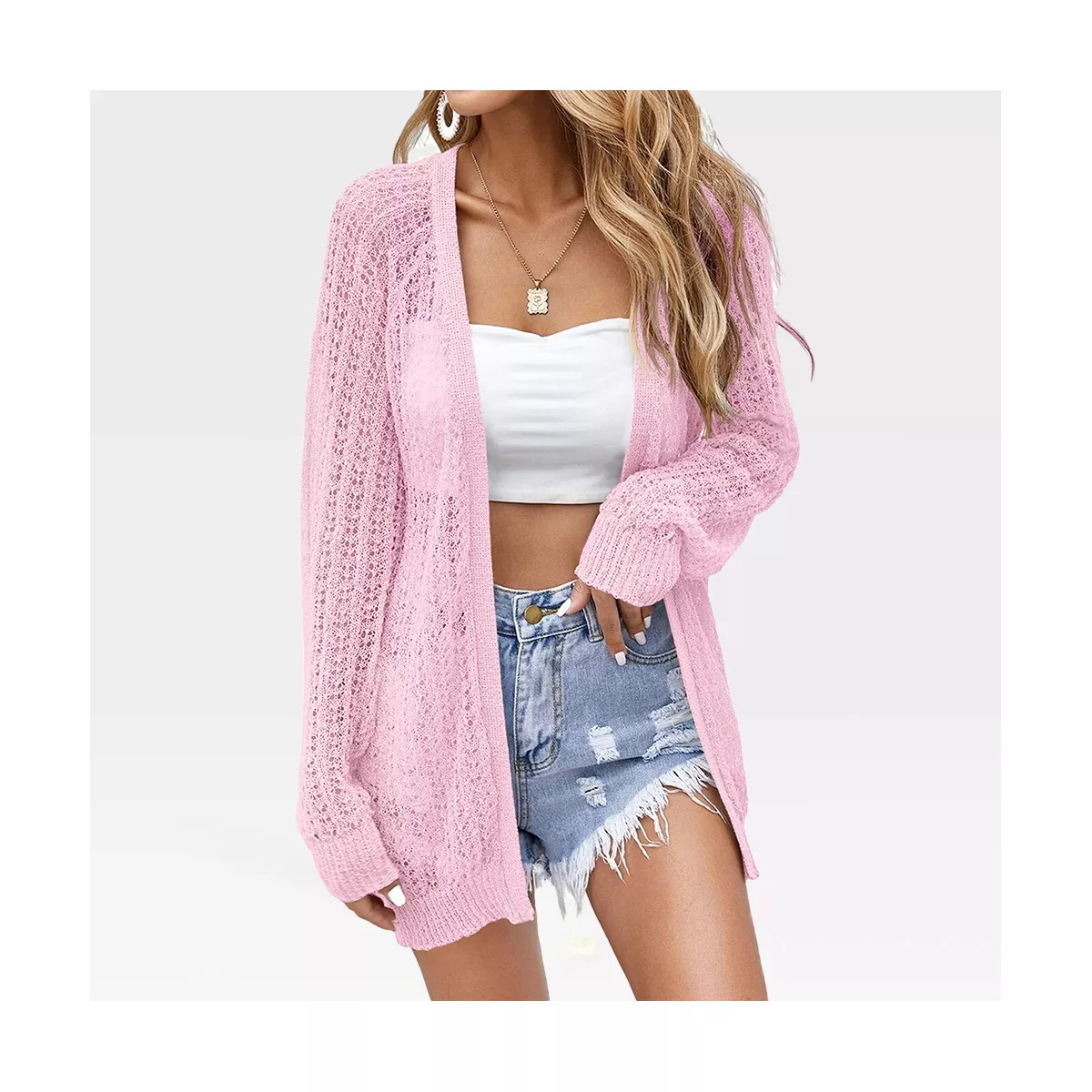 Women's Lightweight Crochet Cardigan Cover Up with Open Front and Long Sleeve for Summer 2024,Pin... | Target
