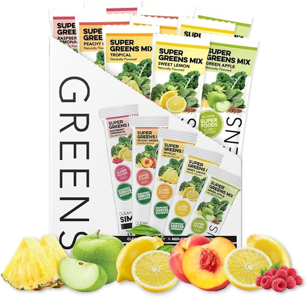Clean Simple Eats Greens Variety 10 Pack, Greens Powder Mix, Packed with Superfoods Chlorella & S... | Amazon (US)