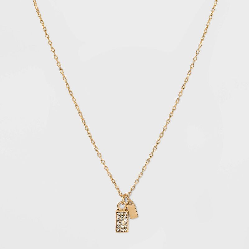 Stone and Square Charm Pendant Necklace - A New Day™ Gold | Target