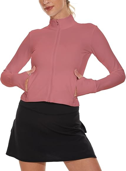 M MOTEEPI Cropped BBL Jackets for Women Running with Zip Pockets Workout Athletic Crop Jackets Yo... | Amazon (US)