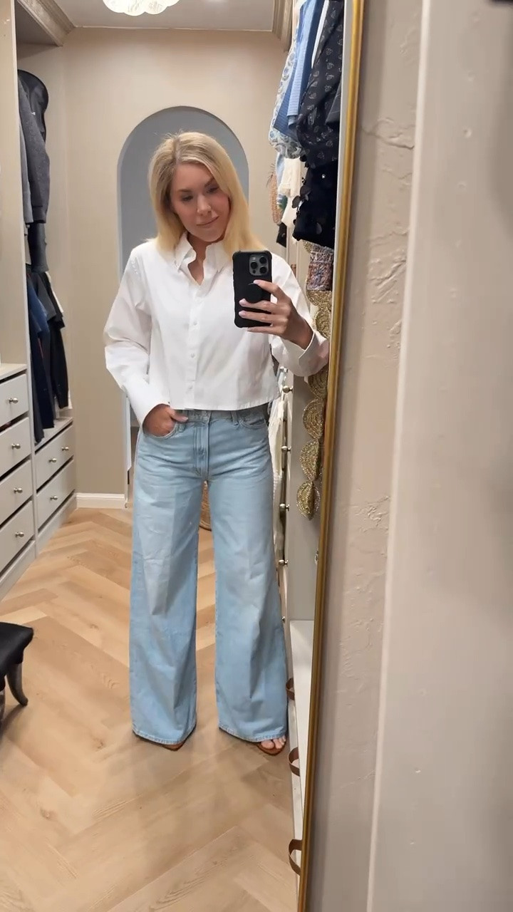 This cropped button down is getting so much wear - I can’t believe how good the quality is!

Jeans are selling out - linked to 2 places that have them!