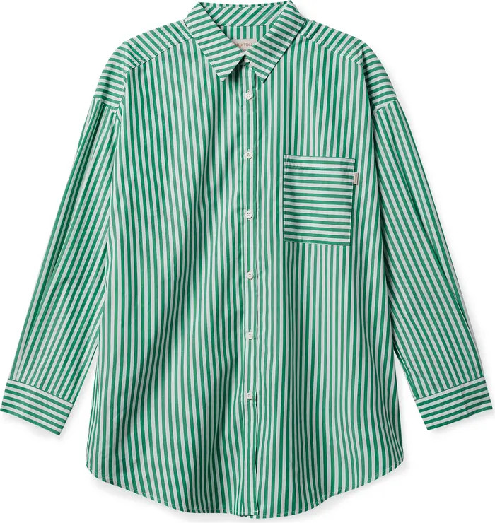 Brixton Sidney Stripe Oversize Cotton Shirt | Nordstrom | Nordstrom