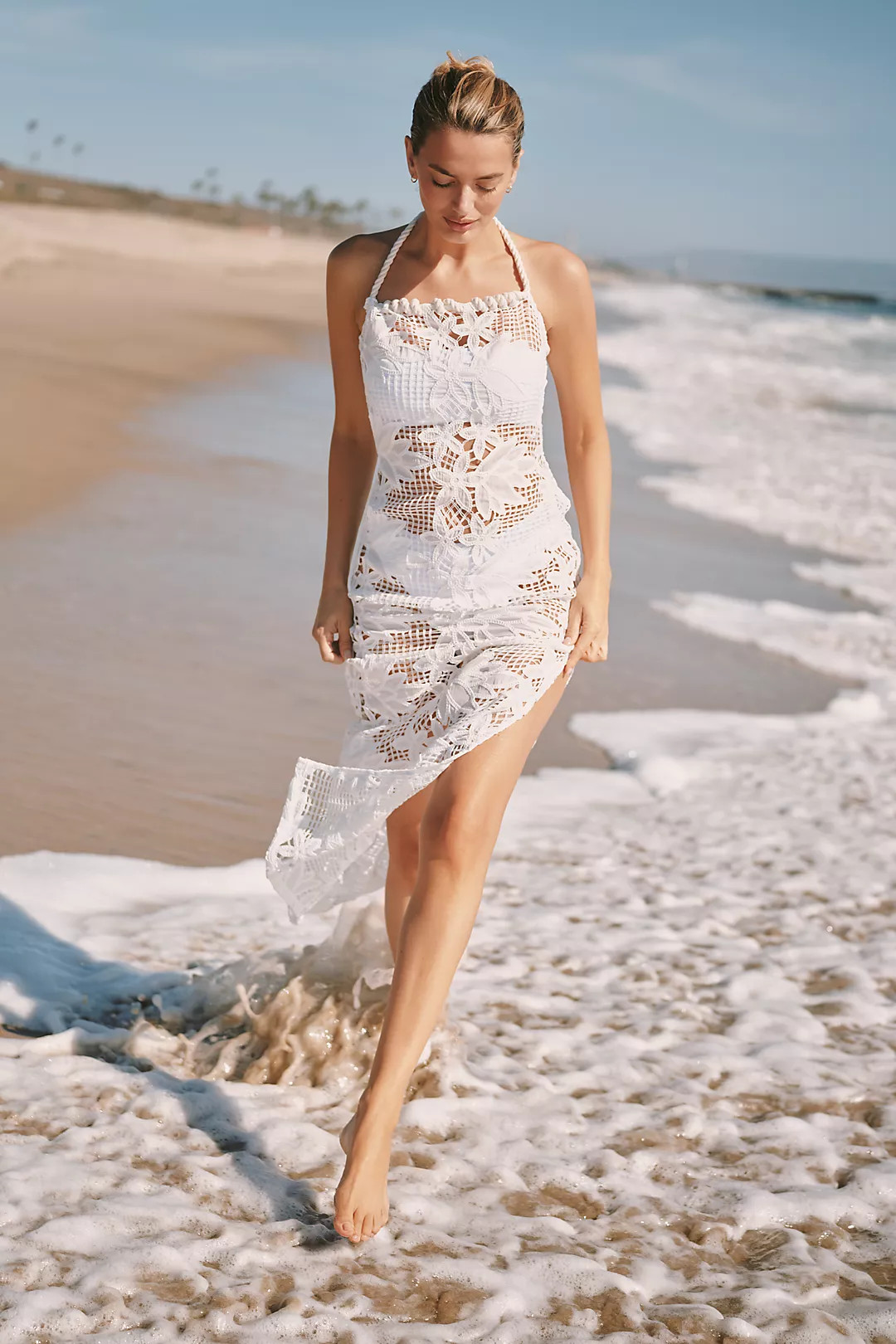 BLITHE Sheer Cutout Lace Maxi Dress | Anthropologie (US)
