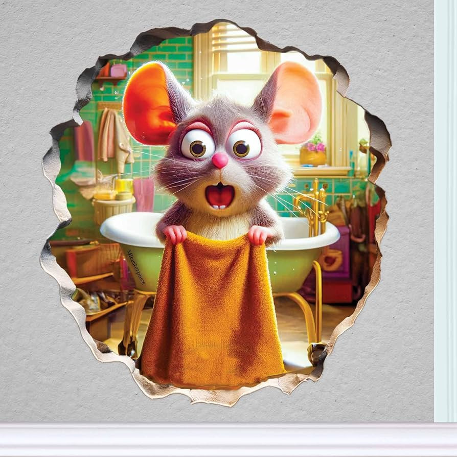 3D Mouse Sticker - Shower - Mousehole Wall Sticker Decal - Removable Bathroom Decor - Kids Room -... | Amazon (US)