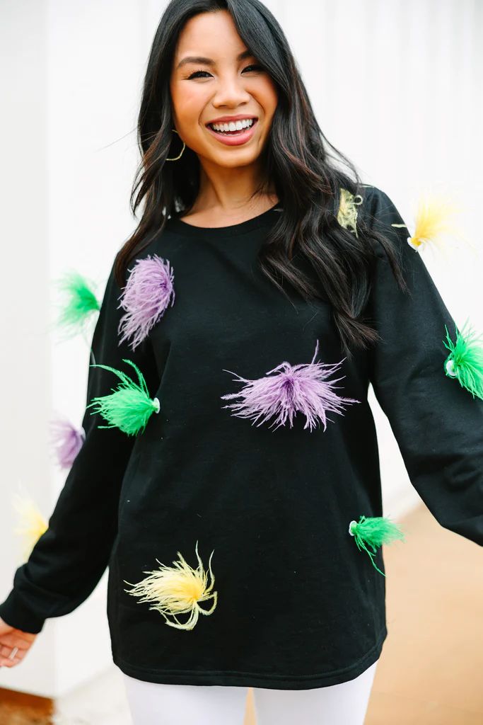 Float On Black Feather Top | The Mint Julep Boutique