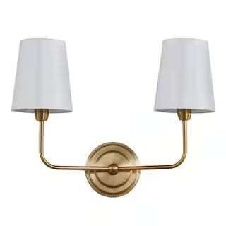 SAFAVIEH Ezra 2-Light Brass Gold Sconce-SCN4015A - The Home Depot | The Home Depot