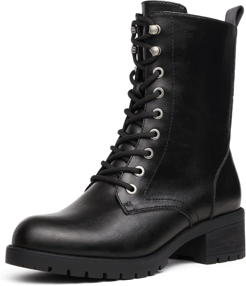DREAM PAIRS Lace-up Combat Boots Mid-calf Military Winter Boot for Women | Amazon (US)