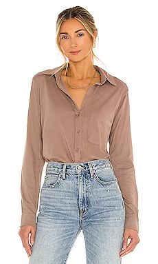 Bobi Light Weight Jersey Button Up in Java from Revolve.com | Revolve Clothing (Global)