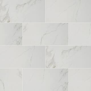 Carrara 12 in. x 24 in. Polished Porcelain Stone Look Floor and Wall Tile (16 sq. ft./Case) | The Home Depot