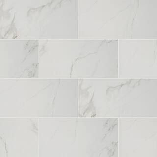 Carrara 12 in. x 24 in. Polished Porcelain Stone Look Floor and Wall Tile (16 sq. ft./Case) | The Home Depot