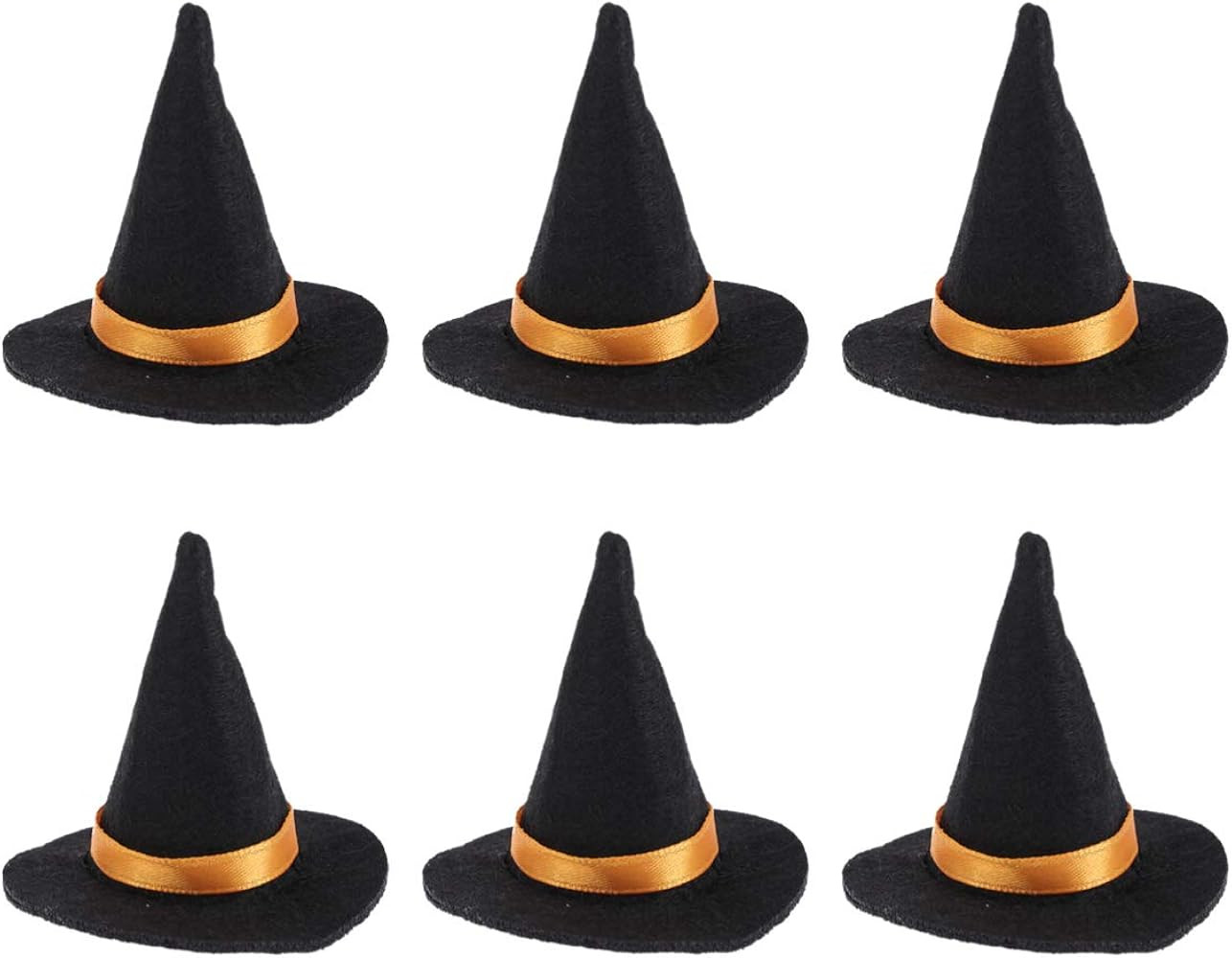 6pcs Mini Felt Witch Hats Handmade Wine Bottle Decor for Halloween Party Favors DIY Hair Accessor... | Amazon (US)