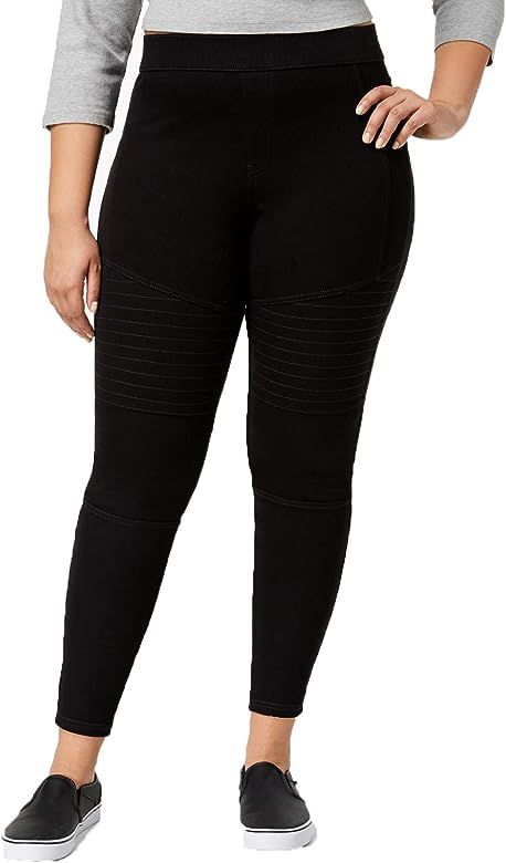 Solid Color Women's Plus Size Moto Denim Leggings | Amazon (US)