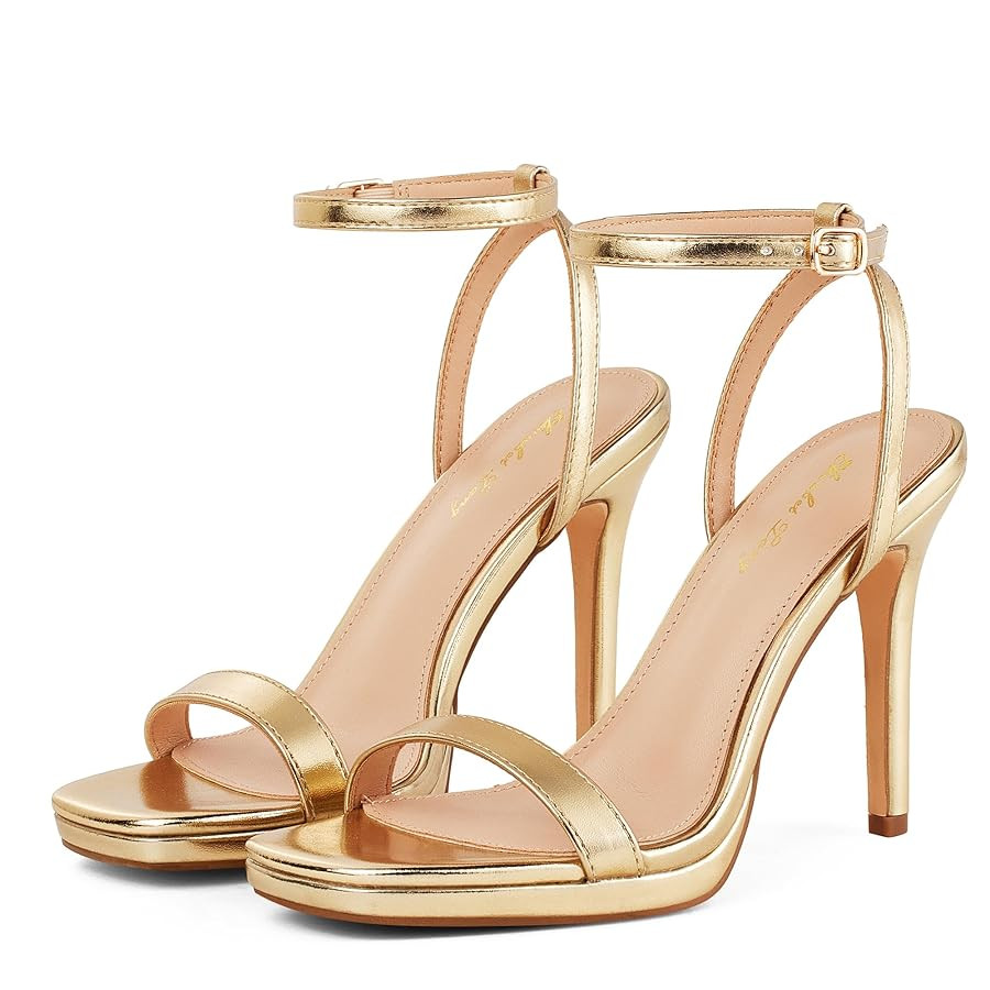 Elisabet Tang Women’s Stilettos Heeled Sandals Open Square Toe Heels,4.3 Inch Open Toe Strappy ... | Amazon (US)