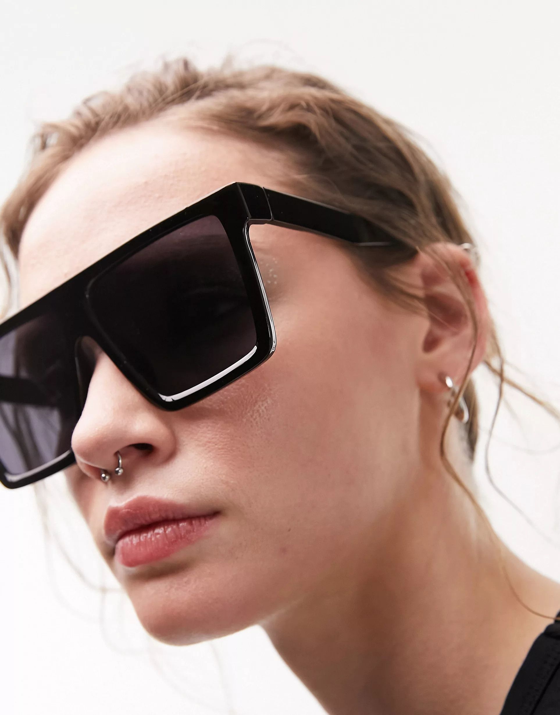 Topshop square flatbrow sunglasses in black | ASOS (Global)