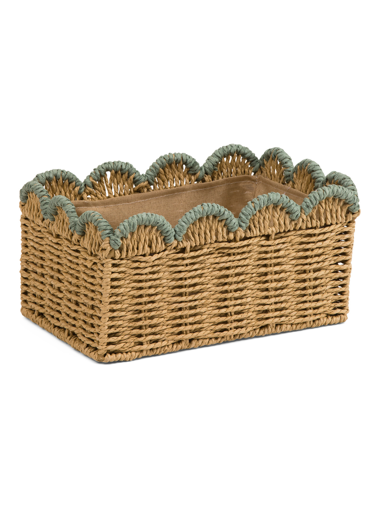 11x5.5 Small Scalloped Trim Natural Basket | TJ Maxx