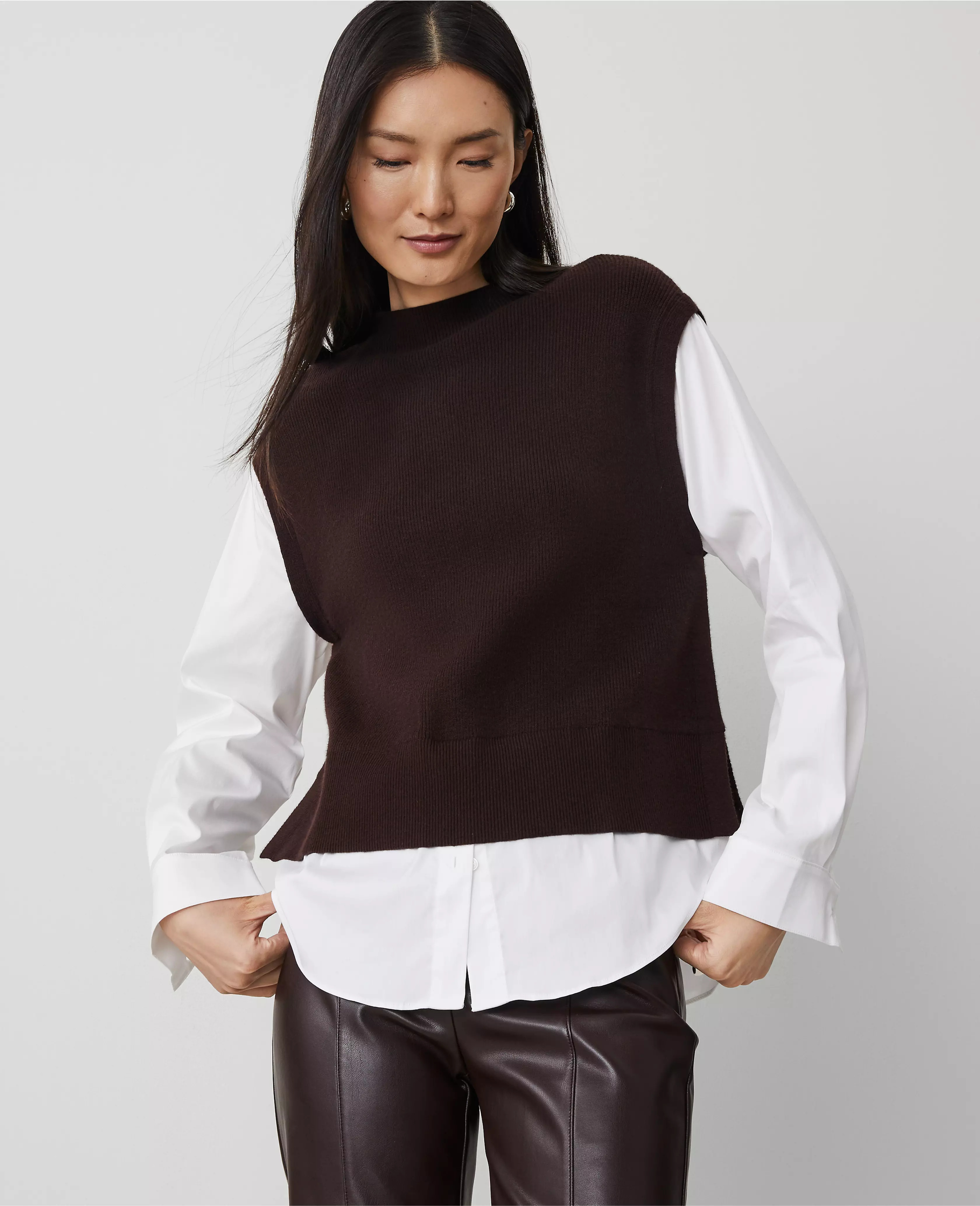 Petite Mixed Media Sweater | Ann Taylor (US)