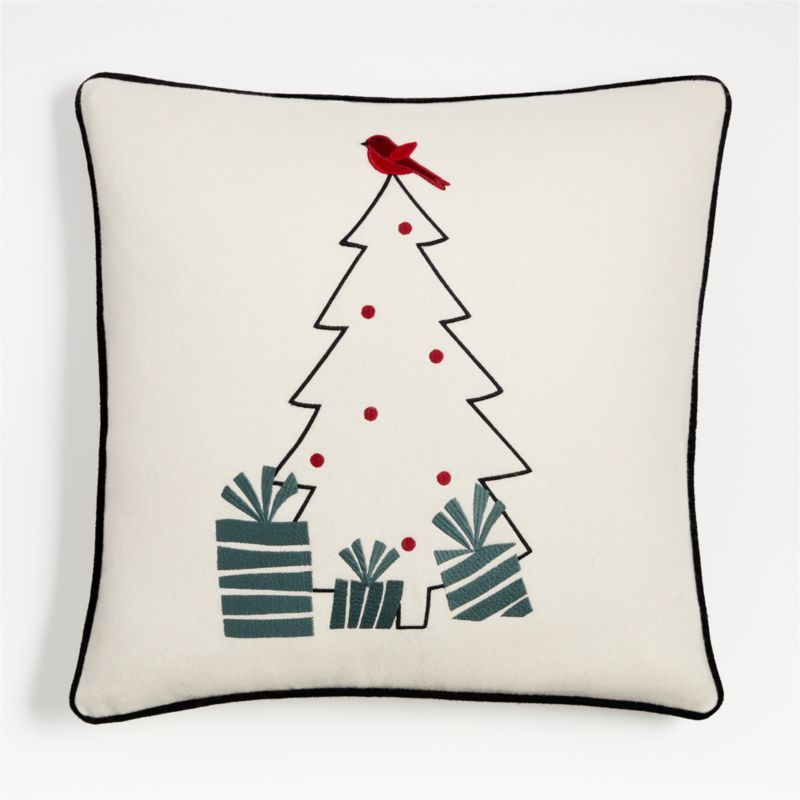 Arctic Friend Tree 23"x23" Holiday Throw Pillow Cover by Joan Anderson | Crate & Barrel | Crate & Barrel