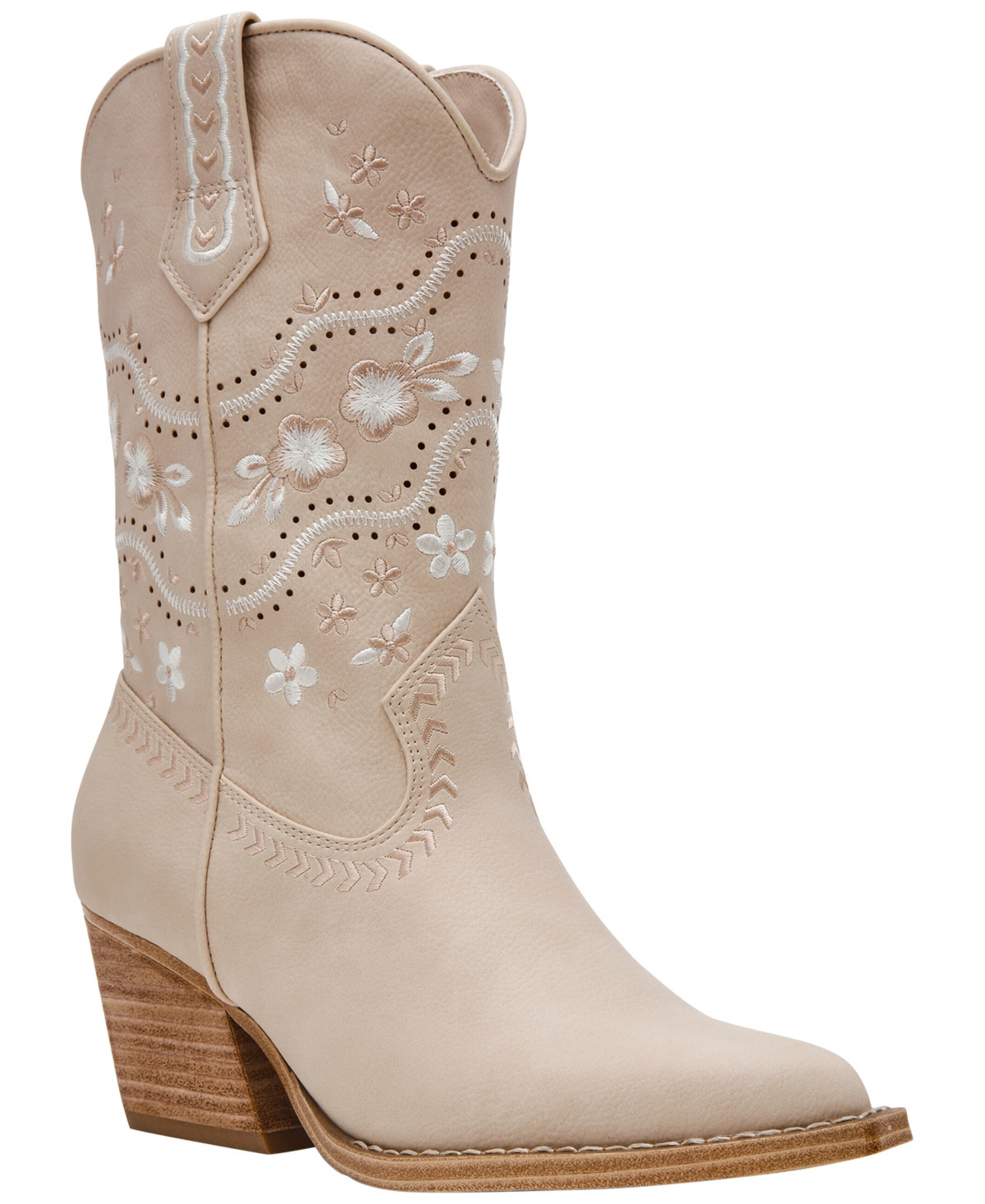 Dv Dolce Vita Women's Avita Pull-On Contrast Stitch Western Cowboy Boots - Ivory | Macy's