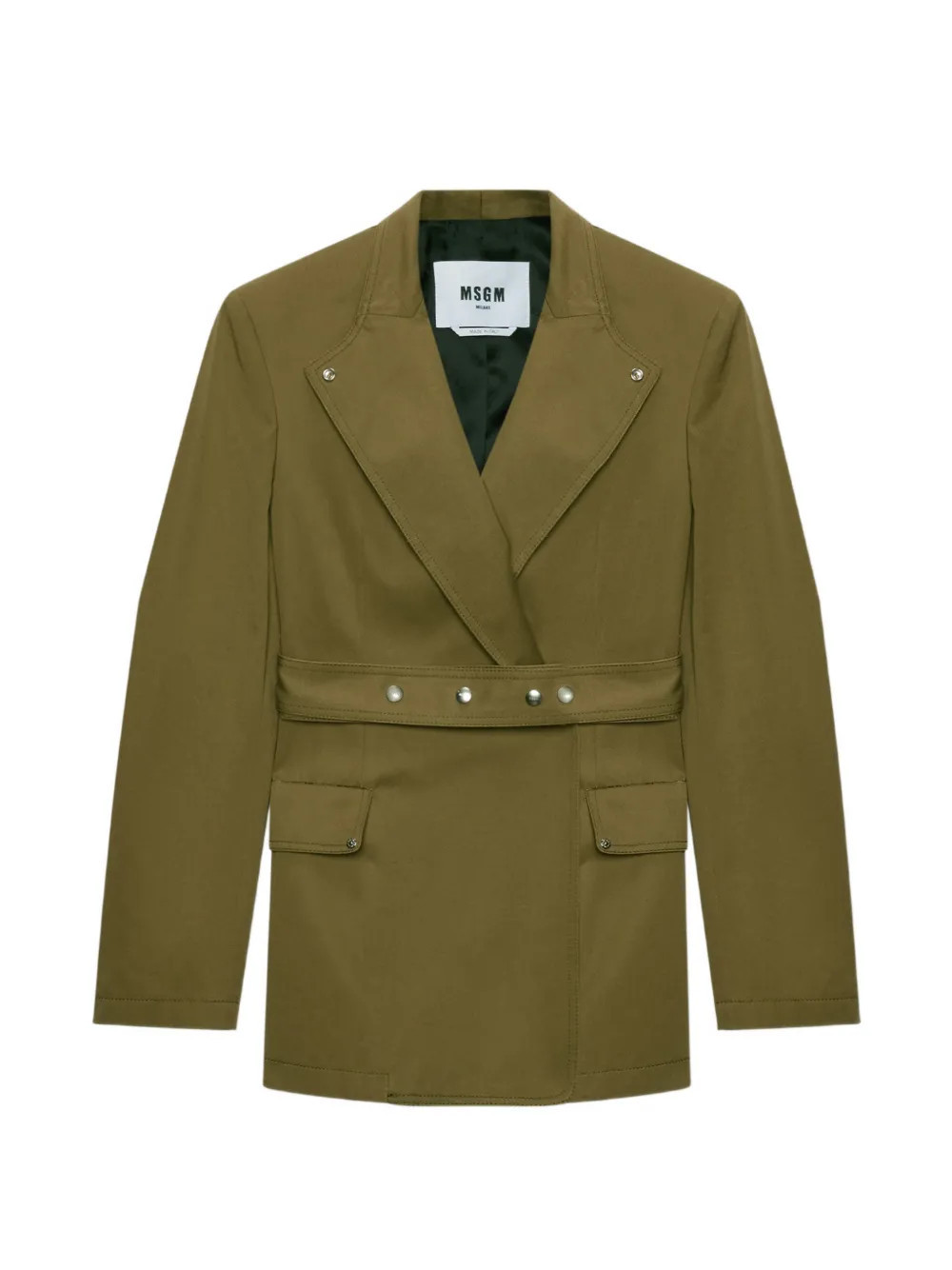 MSGM buttoned belted jacket - Green | Farfetch Global