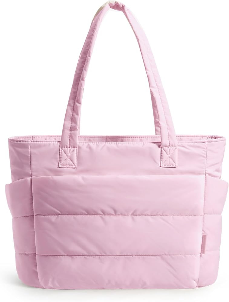 BAGSMART Tote Bag for Women, Lightweight Puffy Tote Bag with Compartments Quilted Shoulder Bag Ha... | Amazon (US)