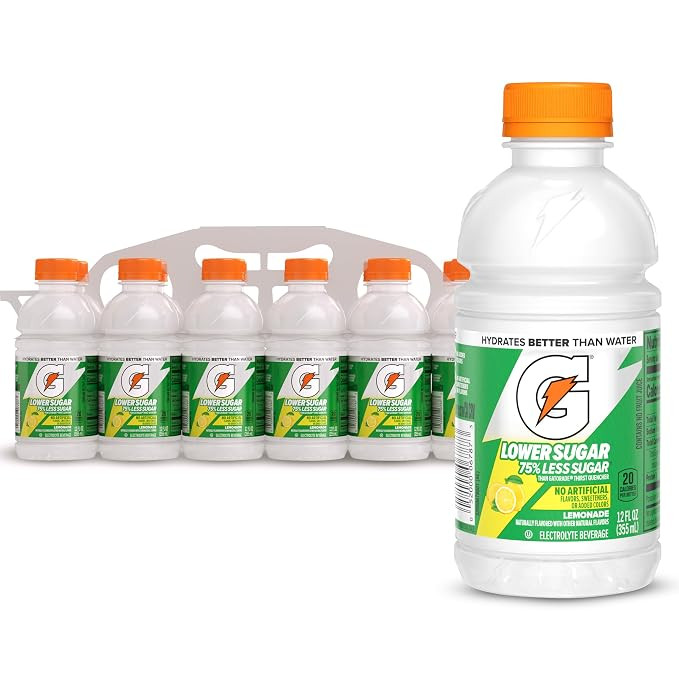 Gatorade Lower Sugar Sports Drink, Lemonade, 12 fl oz Bottles, (12 Pack) | Amazon (US)
