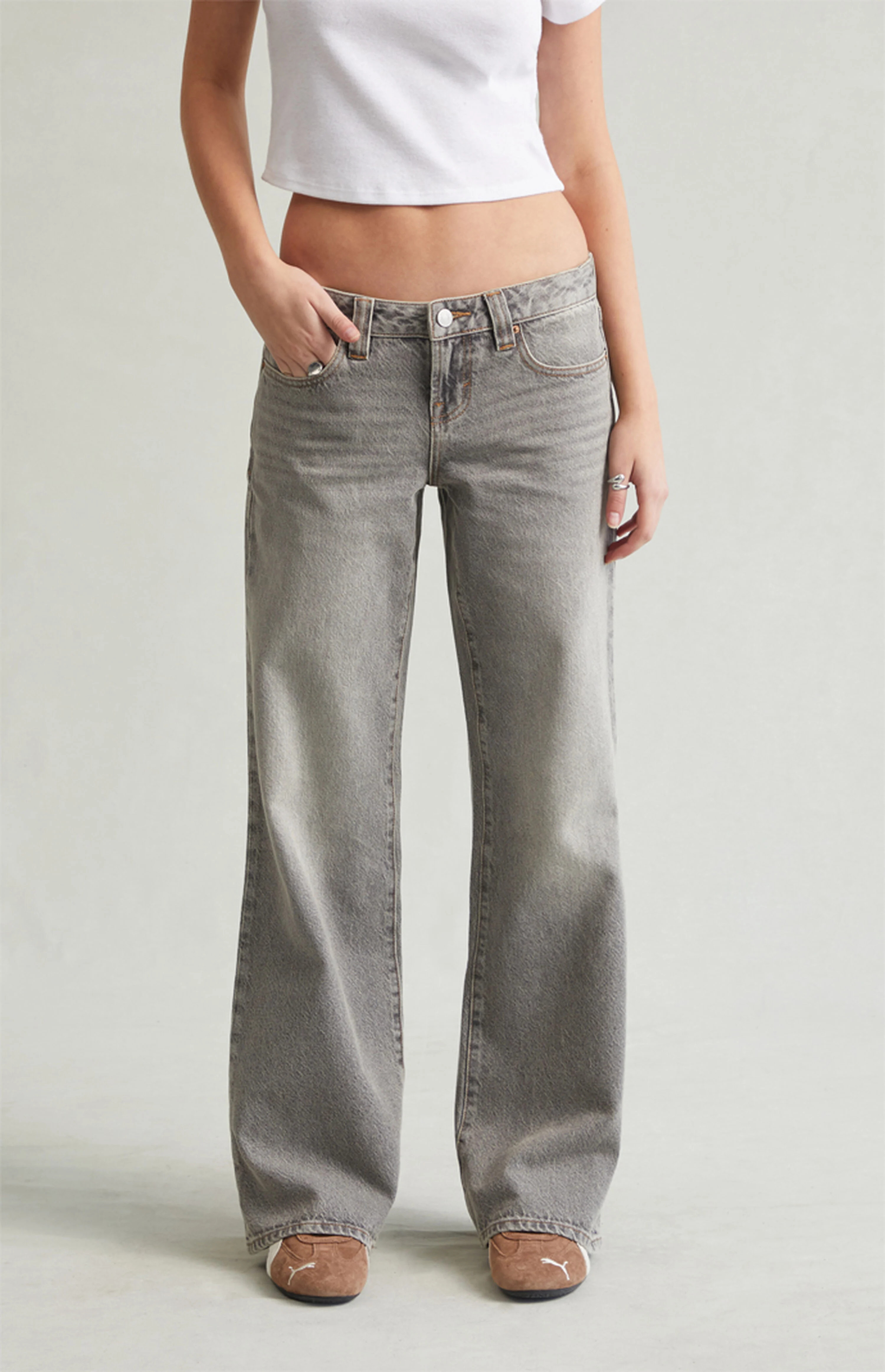 Pacsun Charlie Low Rise Baggy Bootcut Jeans Gray | PacSun