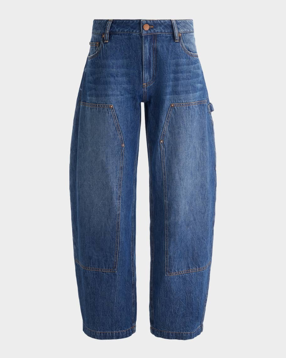 Alice + Olivia Andie Barrel-Leg Carpenter Jeans | Neiman Marcus