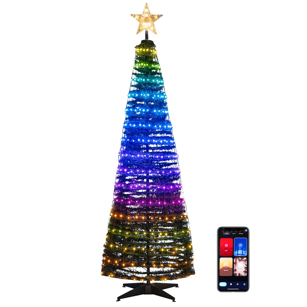 Tangkula 6FT Pop-up Pre-lit Christmas Tree Collapsible Artificial Xmas Tree w/282 RGB Multi-color... | Target