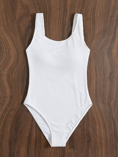 Plain One Piece Swimsuit | SHEIN