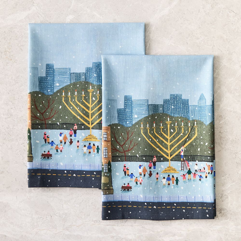 Nicole Cicak Menorah Lighting Tea Towels (Set of 2) | West Elm (US)