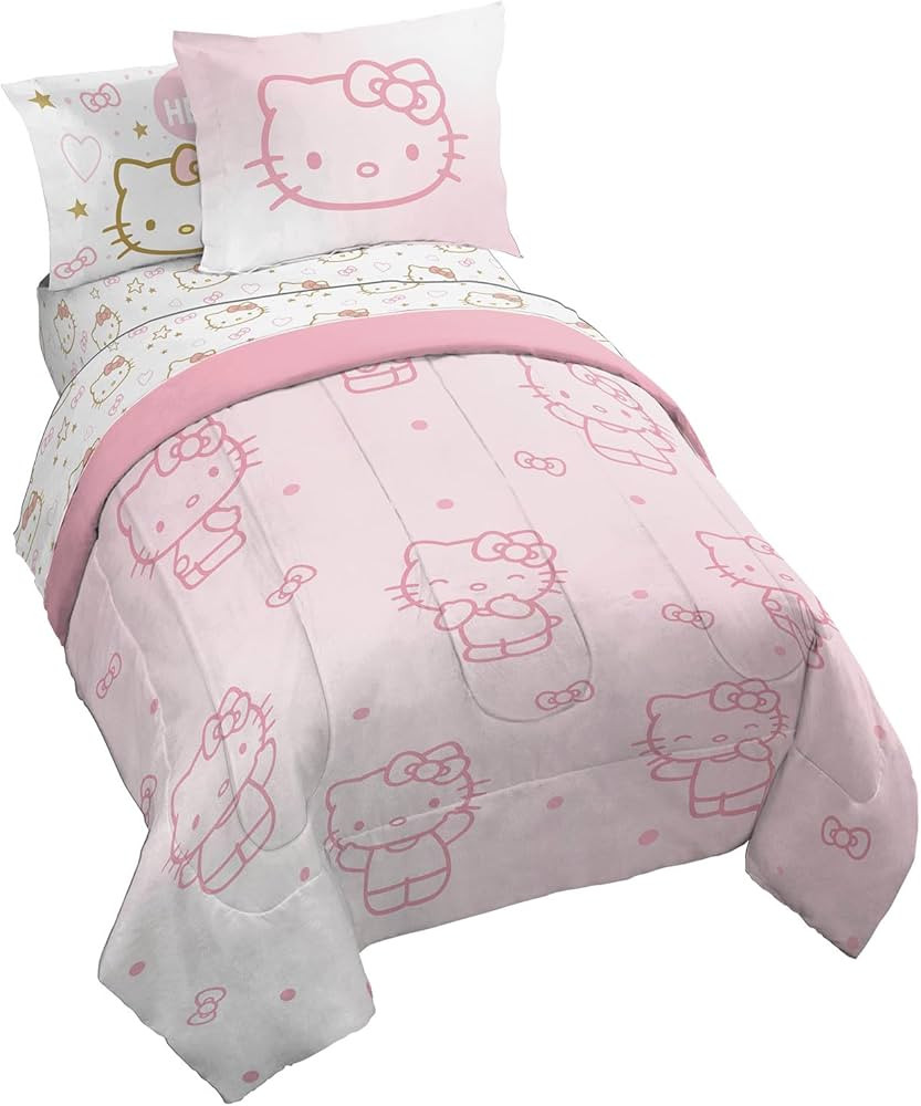 Jay Franco Hello Kitty Twin Comforter Set - 5 Piece Bedding Includes Sheet Set & Pillow Covers - ... | Amazon (US)