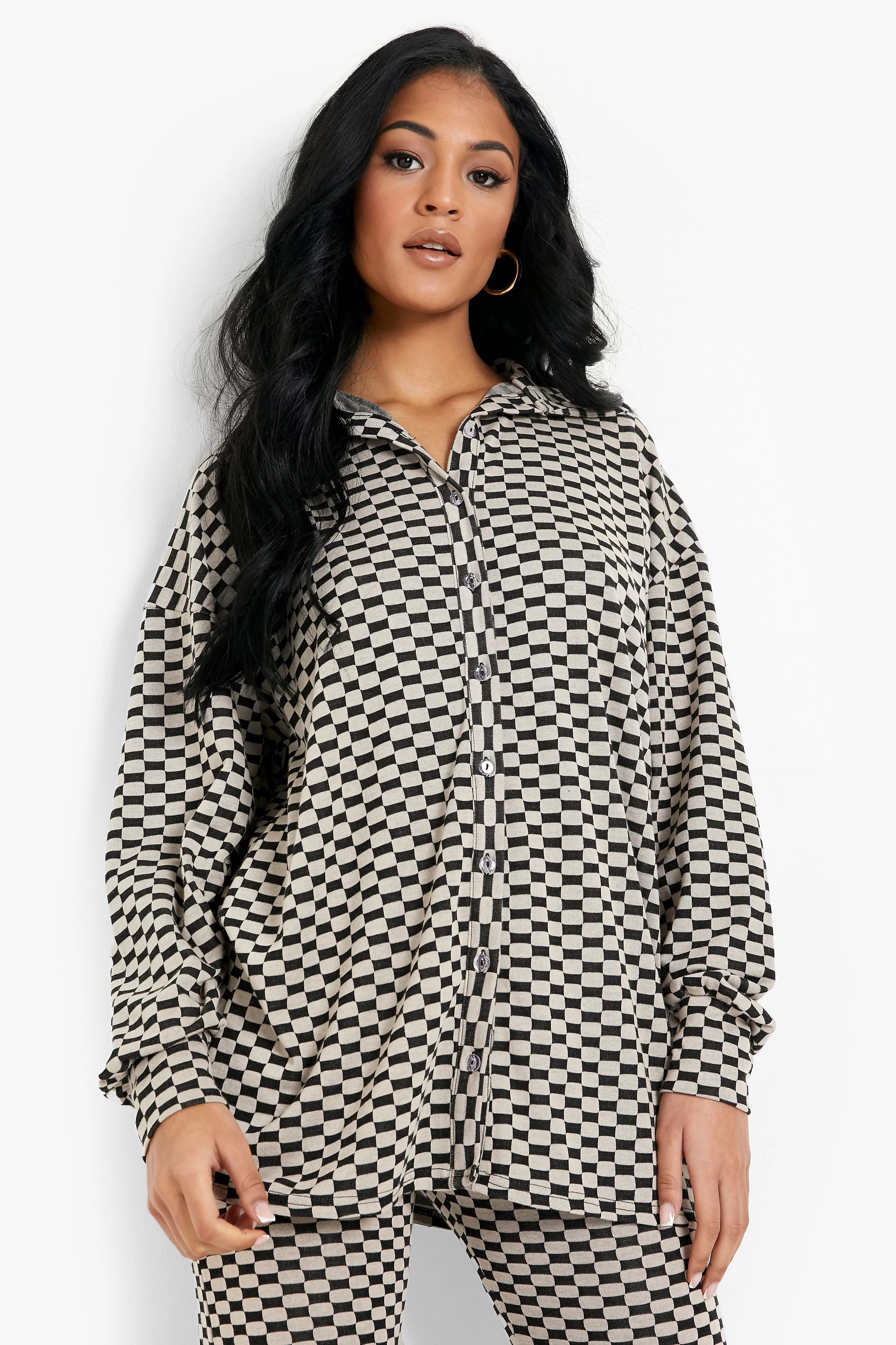 Tall Checkerboard Oversized Shirt | Boohoo.com (US & CA)