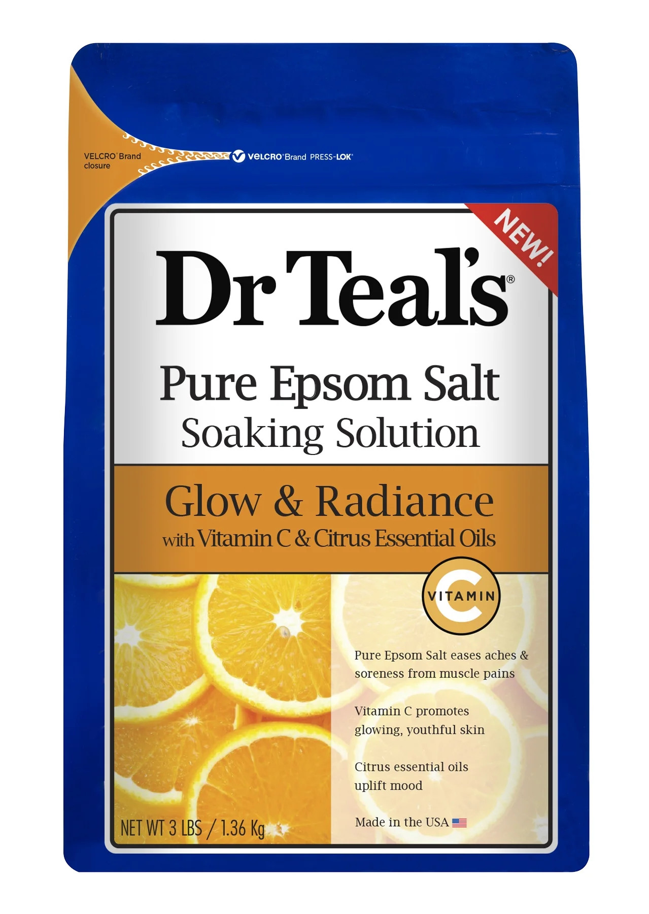 Dr Teal's Pure Epsom Salt Soaking Solution, Glow & Radiance with Vitamin C & Citrus Essential Oil... | Walmart (US)