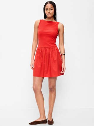 Mixed Media Drop-Waist Mini Dress | Old Navy (US)