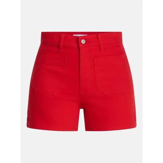 Time and Tru Women's High Rise Patch Pocket Denim Short, 4" Inseam, Sizes 0-20 | Walmart (US)